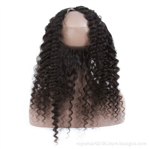 Thin Skin Transparent Pre plucked 360 Degree Human Hair Full Lace Frontal Closure with Baby Hair